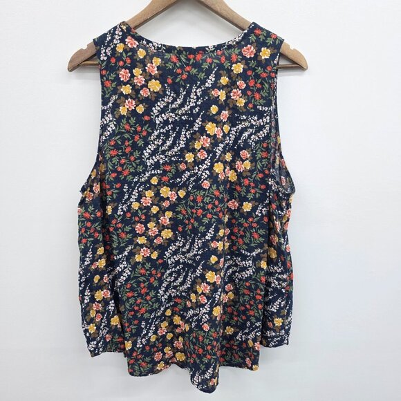 Van Heusen Sleeveless Navy Floral Blouse Womens XXL Cottagecore Lightweight Top - Picture 3 of 10
